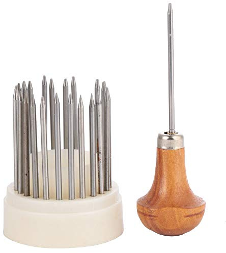 23 Piezas Juego de Herramientas de Metal para Granulado en Joyería, Kit de Buriles para Engastar Diamantes y Piedras Preciosas con Mango Ergonómico y Soporte Transparente para Fabr