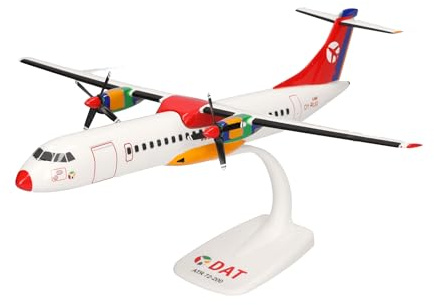 Herpa Snap-Fit Modellflugzeug DAT ATR-72-200, Miniatur im Maßstab 1:100, Sammlerstück, Modell mit Standfuß, Kunststoff