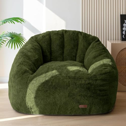 MAXYOYO Sitzsack Erwachsene,Muschelform Bean Bag Sofa mit weicher Füllung,Schlafsofa Kunstfell Sitzsack für Schlafzimmer Wohnzimmer