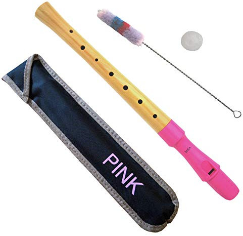 MSA Sopranblockflöte aus Holz, Schulblockflöte, C-Sopranblockflötenmundstück, rosa, deutsches Griffsystem, Einloch-Koffer, Reinigungstupfer, Fett FP7PINK