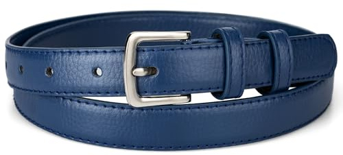 maikun Womens Belt Skinny Leather Solid Color Pin Buckle Simple Waist for Girls Ladies