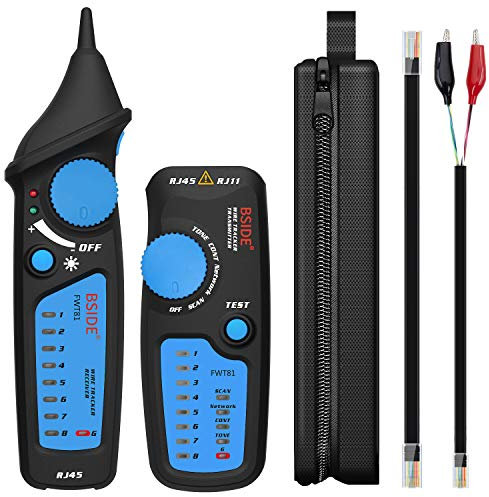Bside - Tracciatore cavi FWT81 RJ45 RJ11 tester linea telefonica LAN TV ricerca linea elettrica continuità cavo di rete, con torcia