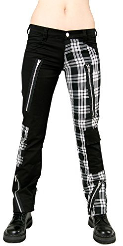 Black Pistol Jeans Hose - Freak Pants Weiß Tartan 36