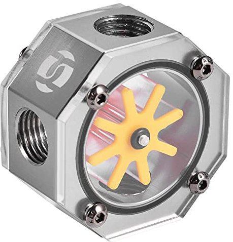 V BESTLIFE Water Meter,PC Cooler Water Cooling Water Indicator G1 / 4 Aluminum Alloy Cooler for PC Water Cooling System(灰色)