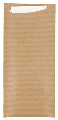 García de Pou 223.19 - Tüten Für Besteck + Serviette Weiss 'Just In Time' 80+10Pe G/M2 8,5X19,5 Cm Natur Vergé-Papier - 250 units