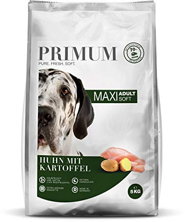 Primum - Soft Huhn Maxi mit Kartoffel - 5 kg - Halbfeuchtes Hundefutter - Getreidefreies Trockenfutter - Hoher Fleischanteil - Optimal verdaulich