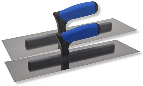 2er Set DEWEPRO® Glättekelle XXL+ - extra langes Blatt - Glättkelle - Glattkelle - Traufel mit Edelstahlblatt - 405x130 mm - Glätter - Aufziehglätter - Aufzieher