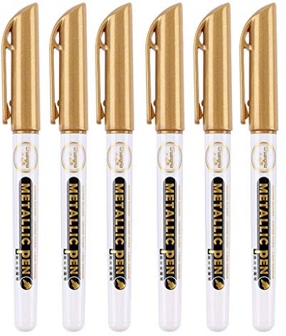 Folewr Rotulador de pintura acrílica de resina epoxi para dibujar, marcador permanente metálico, 6 unidades