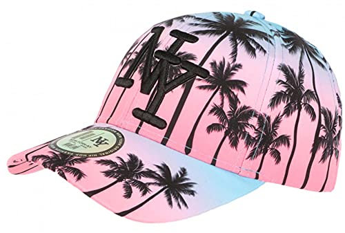Cappellino da bambino rosa e blu, stampa Palmiers Fashion Baseball NY Sunset da 7 a 12 anni Rosa 54