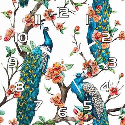 Coloray Glasuhr 30x30 cm Wanduhr Wandkunst Gehärtetem Glas Echtglas Küche Wohnzimmer - Weiße hände - Pfau