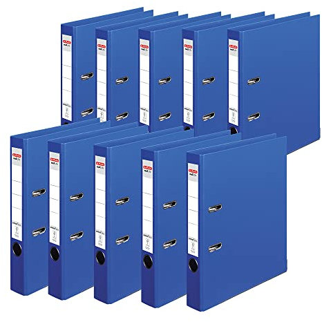Herlitz 10834752 Ordner maX.file protect+, A4, Rückenbreite: 5cm, Voll-PP-Folienbezug, blau, 10 Stück