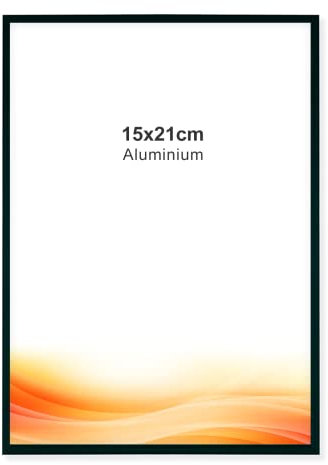 RAWWEST.BIS Cadre Photo 15x21 cm en Aluminium noir cadre decoration murale pour Affiche Poster Œuvre d'Art Photo Puzzle Verre Acrylique avec Filtre UV Fixation Verticale & Horizontale