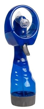 vom Pullach Hof Ventilator mit Sprühflasche Handventilator ca.28cm Batteriebetrieben Tischventilator blau