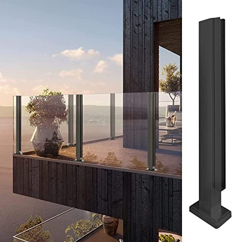 Kunovo Zaunsäulen Glasgeländer Schwarzer Glasgeländerpfosten für Terrasse/Deck, Glasgeländerpfosten Handlauf System - Glas/Kunststoff/Holz/Acrylplatte, Leicht zu Installieren