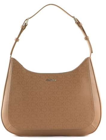 Calvin Klein Schultertasche CK Must Shoulder Bag Safari Canvas Mono hellbraun