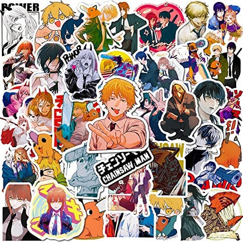 AUCEKO 50 Stück Chainsaw Man Aufkleber Pack Anime Sticker Set wasserdichte Vinyl Sticker für Laptop Kinder Autos Motorrad Fahrrad Skateboard Gepäck Koffer Computer Aufkleber Graffiti Decal