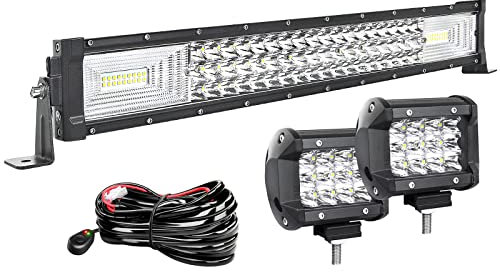 AUXTINGS LED Zusatzscheinwerfer Scheinwerfer mit 3 Reihen 56 cm 270W LED Nebelscheinwerfer,2x 10cm led arbeitsscheinwerfer für Geländewagen ATV AWD SUV 4x4 Pickup, 12V 24V wasserdicht