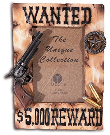 Isideco Bilderrahmen Pistole Wanted Plakat 22cm