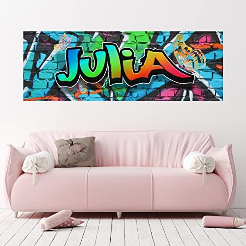 tjapalo® pkvr29x Graffiti Bild Poster mit Namen Mädchen Wandbild für jugendliche Geschenk Teenager Mädchen personalisiert Kinderzimmer Wandbild Graffiti name, Größen Name: B100xH35cm