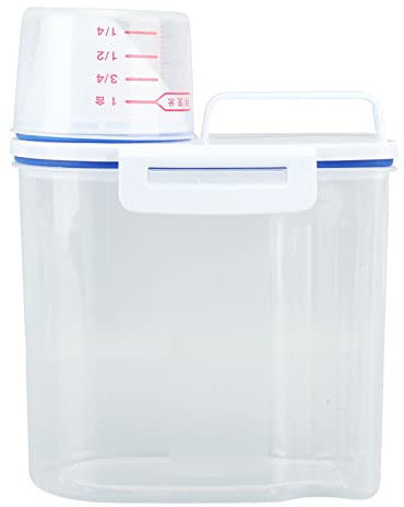 Contenedor Hermético de Almacenamiento de Arroz, Contenedor de Harina de Alimentos Secos de Cereales de 3 a 5 Libras, Dispensador de Comida para Perros y Gatos con Taza Medidora (1,5 kg Blanco)