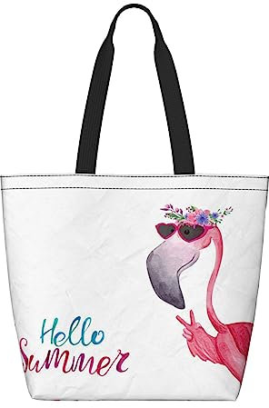 OHWODA Gestreifte Sukkulenten gedruckt Große Kapazität Einkaufen Umhängetasche, wiederverwendbare Einkaufstasche, Tragetasche, Handtasche Tasche, Flamingo, Einheitsgröße