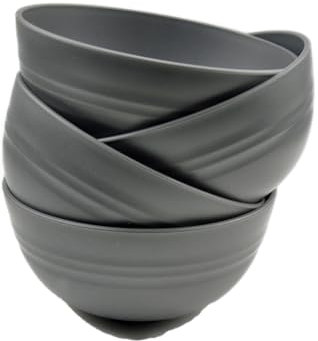 NowCooks Unbreakable Cereal Bowls, Large Plastic Bowls Set of 4, EU Tested. Lightweight, Dishwasher and Microwave Safe, Ideal for Cereal, Salad, Noddle and Parties (Grey Blue, Single)