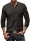 YawYews Mens Long Sleeve Tops Henley T Shirt for Men Cotton Casual Grandad Vintage T Shirts Tee with Buttons Grey M