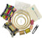 Embroiderymaterial Anfänger-Set, 3 Größen Reifen mit 25 Baumwolle, 10 Lurex, 2 Zari- und 2 Kunst-Seidenfäden, 2 Nadeln, je 1 gestecktes Blumen-Design, Zeichenstift, Stoff und Schneider