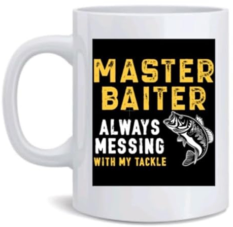 Funny Fishing Mug 'Master Baiter' | Gifts for Him | 11oz Mug Coffee/Tea Funny Novelty Cup | Birthday/Anniversary/Fathers Day.