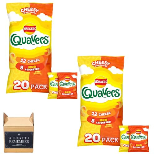 Walkers Quavers Variety Snacks 40X16g Walkers Crips Under 86 Calories 40 Flavors, Cheese, Red Leicester, Potato Snack