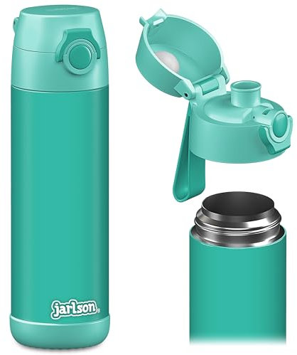 Jarlson® Borraccia Bambini Acciaio Inox MALI, Bottiglia Termica, Senza BPA, Bottiglia Acqua, Termos, Thermos - 500ml - Turchese