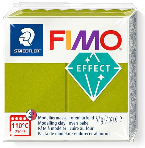 STAEDTLER Fimo Effect 8010-51 - Pasta da modellare polimerica indurente al forno, colore: verde metallizzato (1 blocco da 57 g)