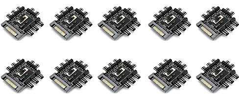 Oikabio 10PCS Fan Hub 1 to 8 3Pin Pwm Sata Molex Splitter Mining Cable 12V Suppply Cooler Cooling Speed Controller 4PIN
