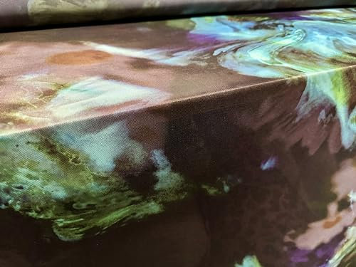 Generic Power-Mesh-Netz, durchscheinend, Stretch, Spandex, modischer Stoff, Meterware, Ölspritzdruck, Schwarz und Türkis, TFM 1P1-8192