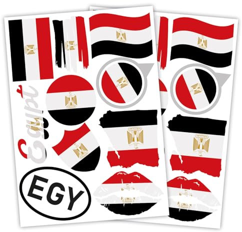 Finest Folia 2er Set DIN A4 Länderaufkleber Fahne Aufkleber Länderfahne Flagge für Auto Motorrad Sticker Länderflagge selbstklebend wetterfest R217 (04 Ägypten)