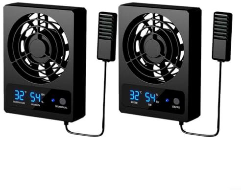 EXTRWORY Temperaturgesteuerter Ventilator für Reptilien, Zuchtbox, USB-Schnittstelle, Belüftung und Kühlung, Reptilien-Haustierbox, Aquarium-Ventilator mit LED-Anzeige, Luftentfeuchter für Regenwald,