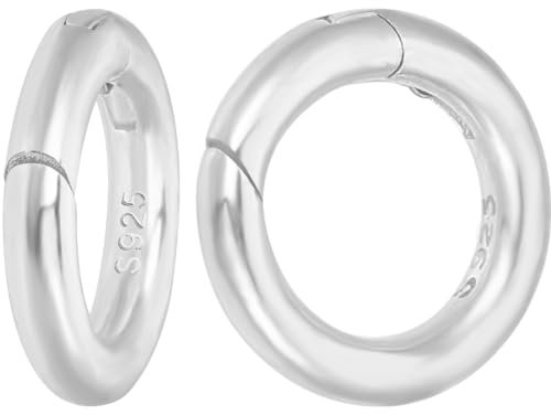 CREATCABIN 2Stück Rund Karabinerhaken O-Ringe,Federtorringe,925 Sterling-Silber-Federschnappclips,Kleine Klemmverschlüsse,Glatte Verschlussverschlüsse,Verbindungsstücke Für Schmuckherstellung,DIY 12mm