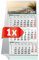 PRIMUS PRINT Tischaufstellkalender 2025 – 3-Monats-Tischkalender zum Aufstellen – Schreibtischkalender, Stehkalender – 95x194mm, 70g Naturpapier, Inklusive Datumsschieber, Verschiedene Ausführungen