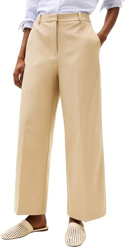 Tommy Hilfiger Damen LW Bi-Strech Hose mit weitem Bein WW0WW45463 Lw Bi-Stretch Wide Leg Crop Pant Ww0ww45463