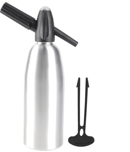HAOHIZE Soda Siphon, 1 L Wassersprudler für Sprudelwasser, Aluminium Carbonator mit Druckregler, Bar Zubehör, Soda-Maker Maschine Sprudelwasserbereiter für Saftgetränke, Wein, Longdrinks & Cocktails