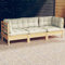 Iiaky 3-Sitzer-Gartensofa mit Creme Kissen Sitzecke Balkon Gartenlounge Outdoor Garten Lounge Sofa Garten Couch Massivholz Kiefer