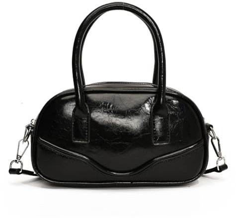 CRGANGZY Handheld-Bowling-Tasche, PU-Leder, Umhängetasche, vielseitig, lässig, kleine quadratische Tasche for Damen, Arbeit, Einkaufen, Reisen (schwarz)