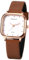 JewelryWe Damenuhr Leder Quadratische Uhr: Preppy Schmetterling Analog Quarz Armbanduhr Damen Mädchen Braun Lederarmband Klein Ultradünne Uhr mit Rechteckigem Zifferblatt und Punktskala