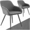 tectake® 2X Esszimmerstuhl, Sessel bequem mit Armlehne, Polsterstuhl, Cord Cocktailsessel, Loungesessel für Wohnzimmer, Esszimmer, Moderne Küchenstühle, Bürostuhl - grau/schwarz