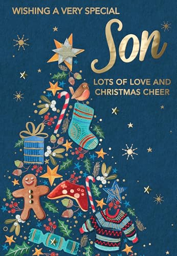 Magnifique Embellished Christmas Cheer Special Son Large Christmas Greeting Card XMQ036