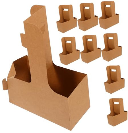 TOKIDNY 10piezas Soporte De Bebidas De Papel Kraft Con Asa Portavasos Reforzado y Resistente Para Café Té y Bebidas Para Llevar Diseño Elegante y Minimalista