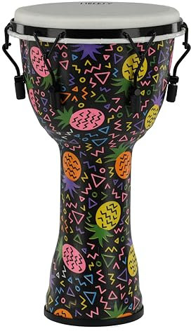 GEWA Liberty Djembé accordato meccanicamente - Misura (diametro): 10“ (25,4 cm), altezza: 19,5” (49 cm) - Numero di ganci di tensione: 6 - Ananas