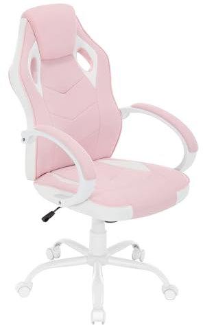WOLTU Gaming Stuhl Kinder, Kinderschreibtischstuhl, PC Stuhl mit Armlehnen, Atmungsaktive Mesh-Gewebe & Gepolsterter Sitzfläche, Höhe Verstellbarer Drehstuhl, Weiß+Rosa