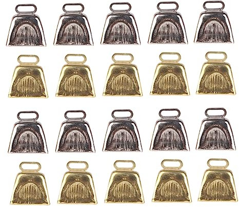 Veemoon 20 mini campanas de vaca para manualidades, dijes de campana de vaca en miniatura de plata para hacer joyas, envolver collares, pulseras y más