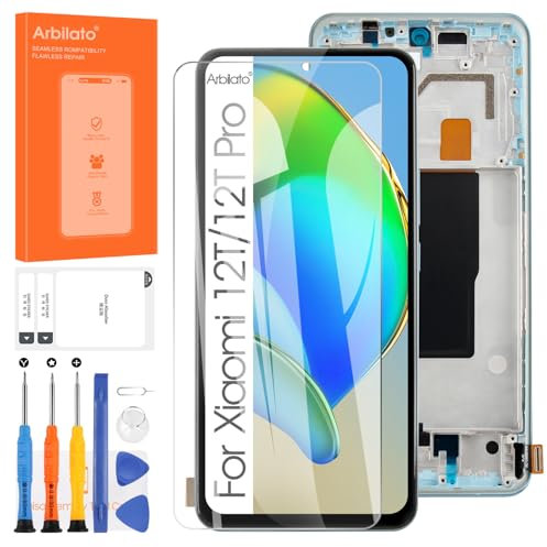 Arbilato INCELL Écran LCD pour Xiaomi 12T 22071212AG Écran Remplacement pour Xiaomi 12T Pro 5G 2022 Écran LCD Numériseur 6.67 Tactile Panneau Assemblé avec Cadre (Bleu)